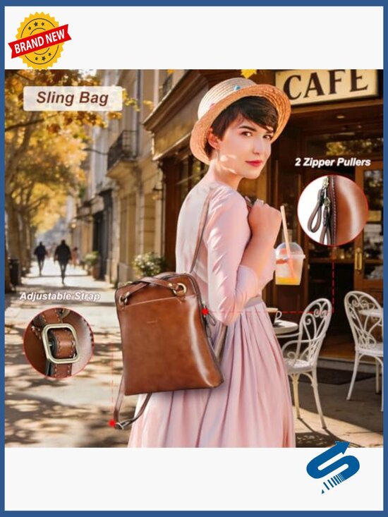 Convertible Leather Backpack Purse for Women Fits 9.7 Inch iPad main image 6